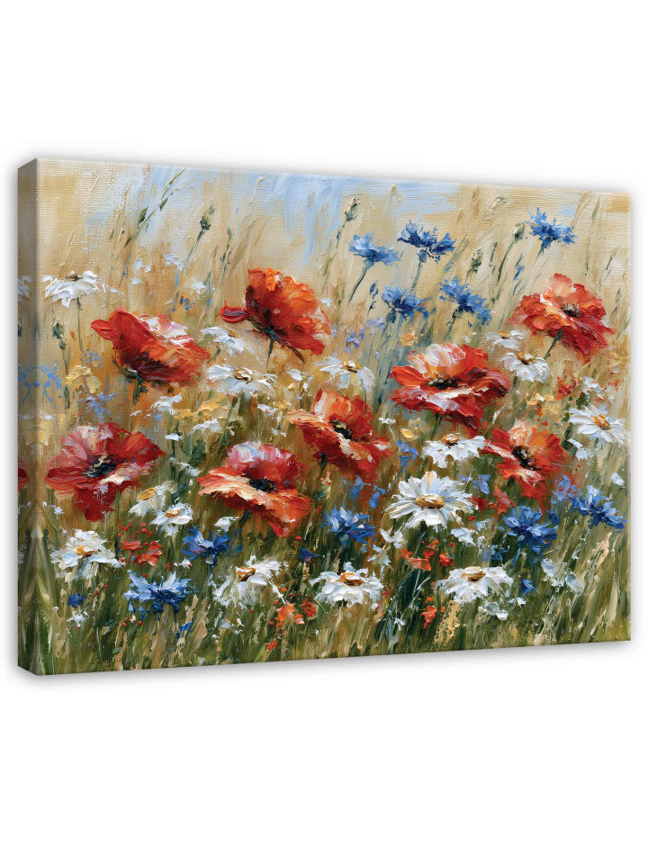 Leinwandbild Wildblumen in Rot