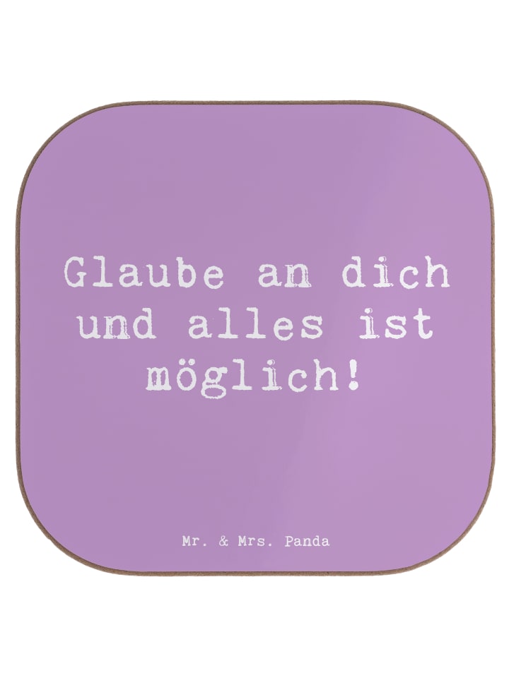 Untersetzer Glas Spruch Vertrauen in eigene Fäh... in Lavendeltraum