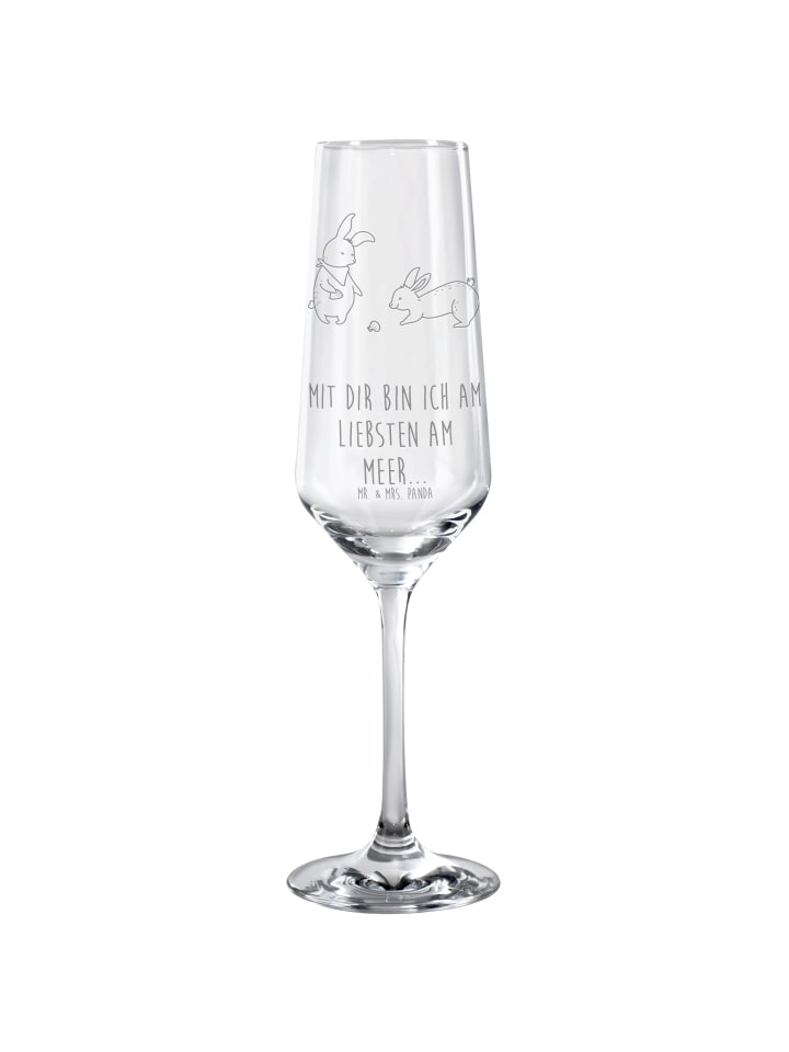 Champagnerglas Hasen Muschel mit Spruch in Transparent