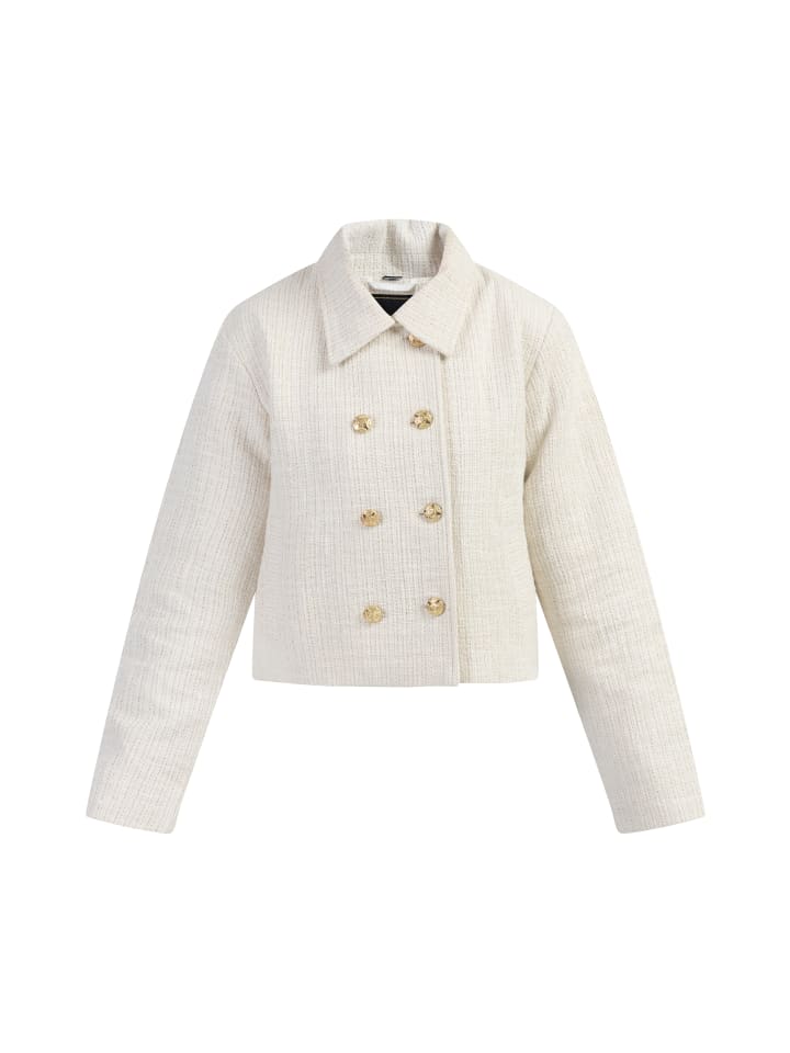 Damen Kurze Carbanjacke in Wollweiss