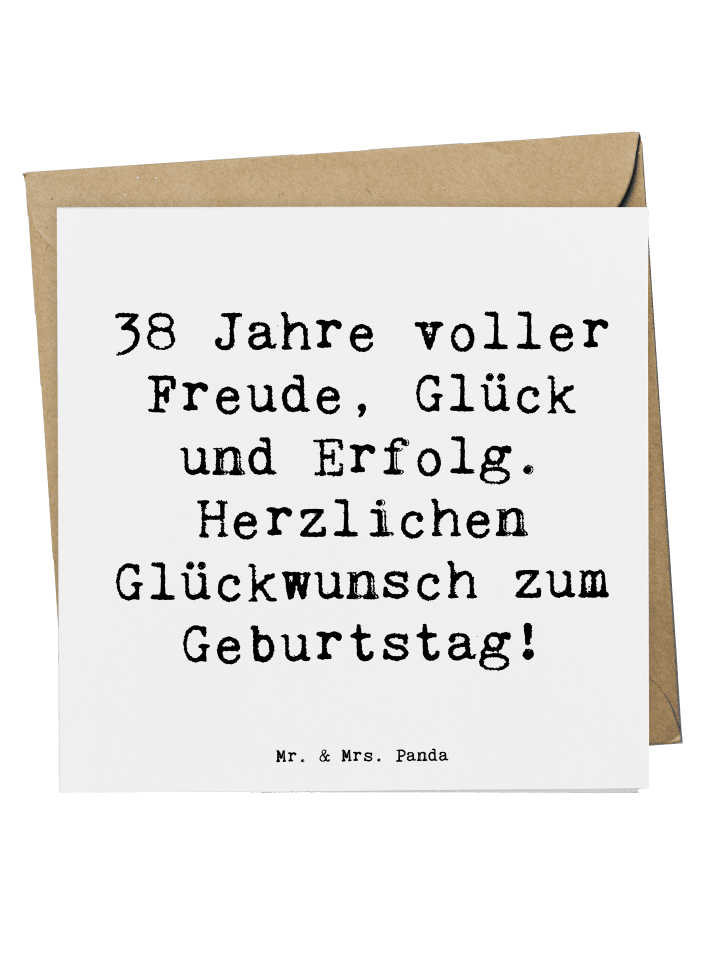 Deluxe Karte 38. Geburtstag Freude mit Spruch in Weiß