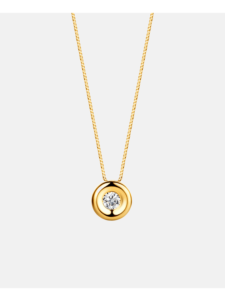 Halskette mit Anhänger aus 750 Gelbgold mit 0.05 Karat Diamant
