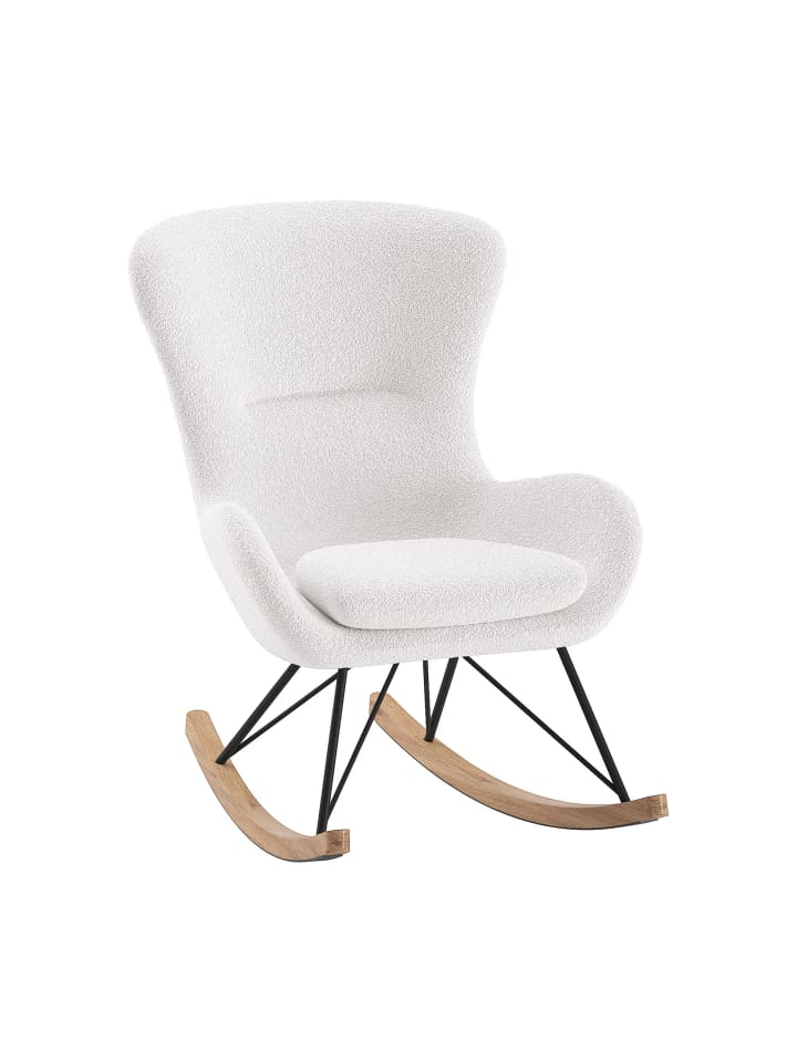 SCHAUKELSTUHL Katreena 76x110x101 Bouclé Creme/Schwarz/Natur