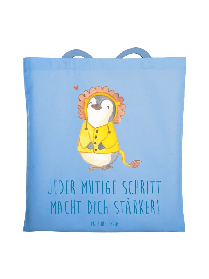 Shopper Bag Angst überwinden mit Spruch in Sky Blue