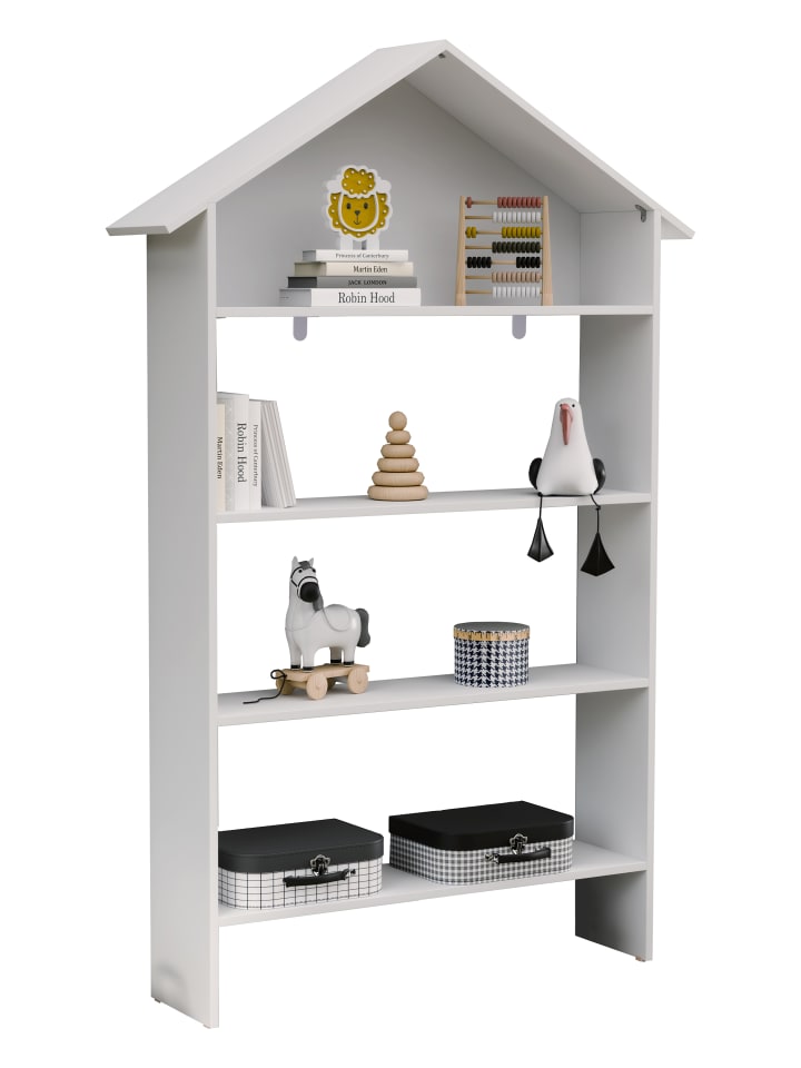 Holz Kinderregal Bücherregal Haus Regal Italu in Weiß