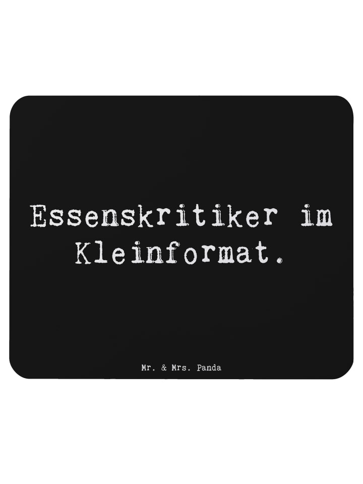 Mauspad Kind Essenskritiker mit Spruch in Schwarz