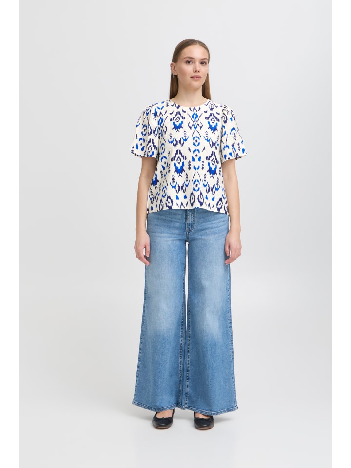 Kurzarm-Bluse IXHARPER Regular fit in Medieval Blue Print