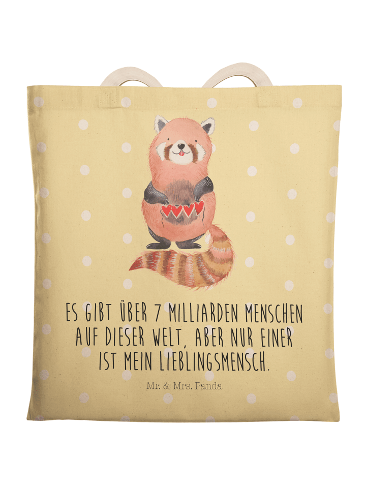 Tasche Roter Panda mit Spruch in Gelb Pastell