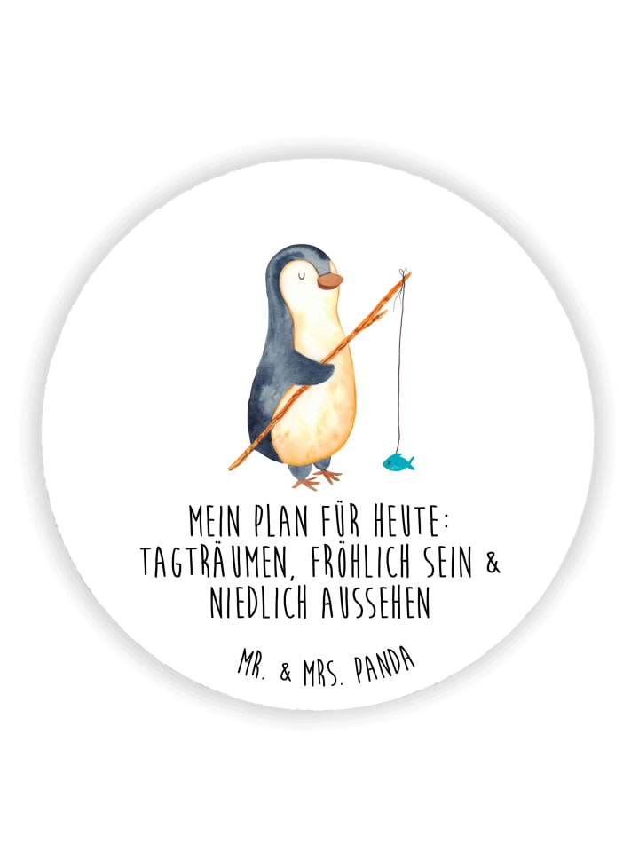 Magnet Pinguin Angler mit Spruch in Weiß