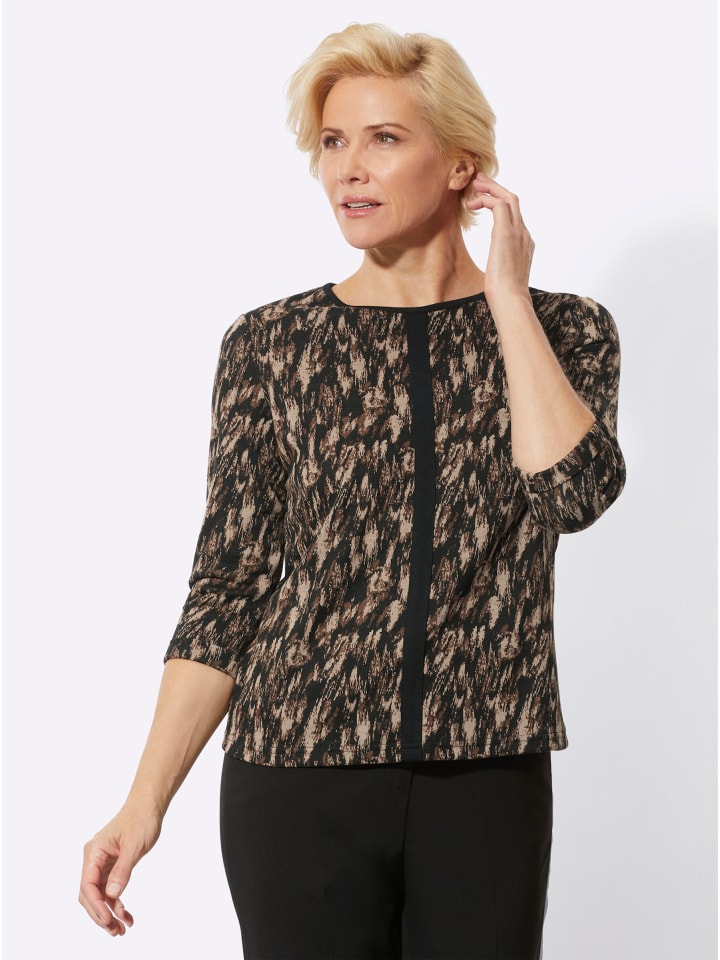 Shirt in schwarz-braun-gemustert