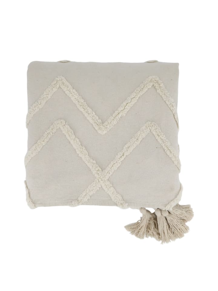 Aix Bettdecke mit Quasten aus weiß in weiss