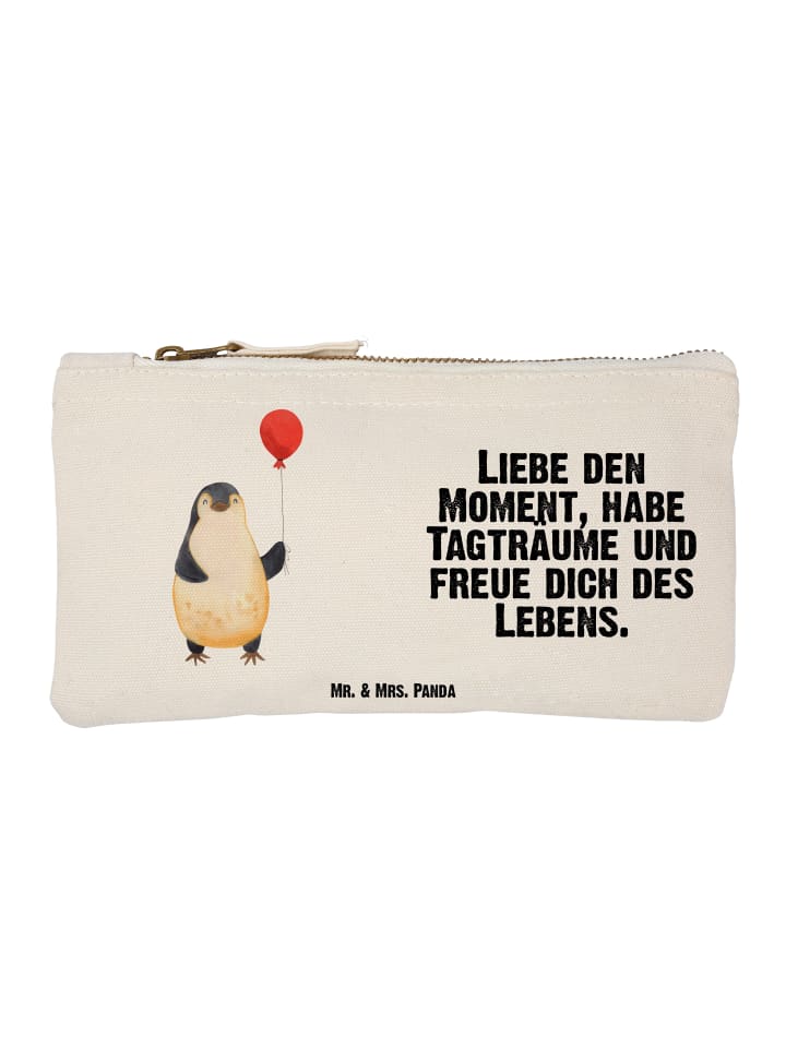 Federtasche Pinguin Luftballon mit Spruch in Weiß
