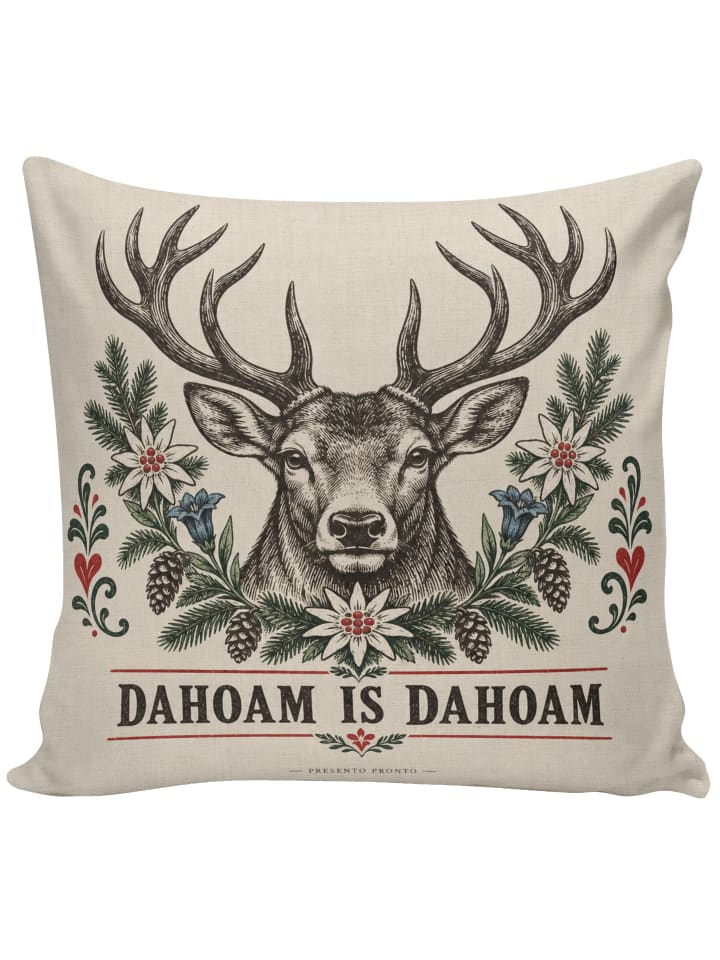 Kissen Hirschkopf majestätisch Design mit Spruch in Weiß