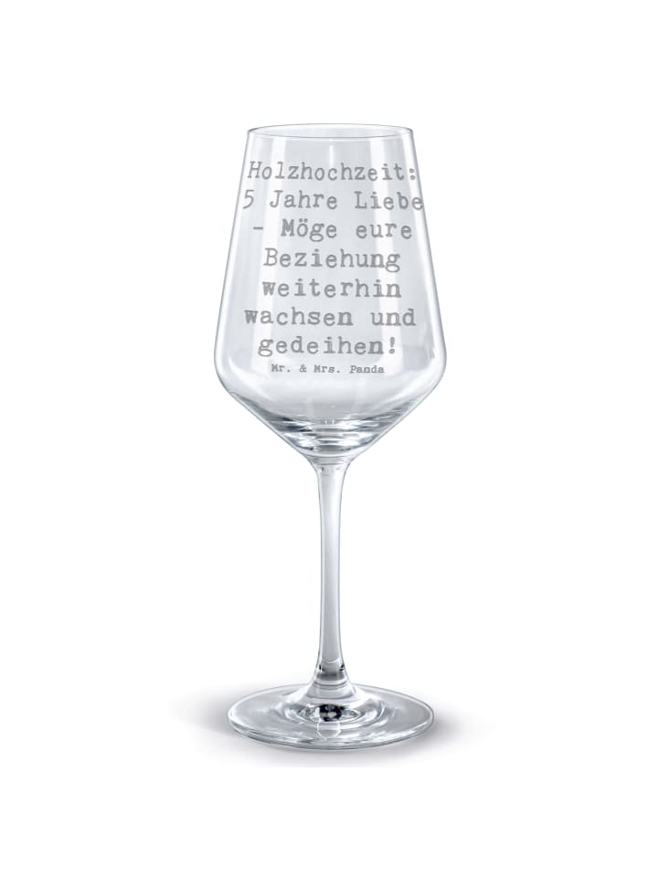 Rotweinglas Spruch 5. Hochzeitstag Holzhochzeit... in Transparent