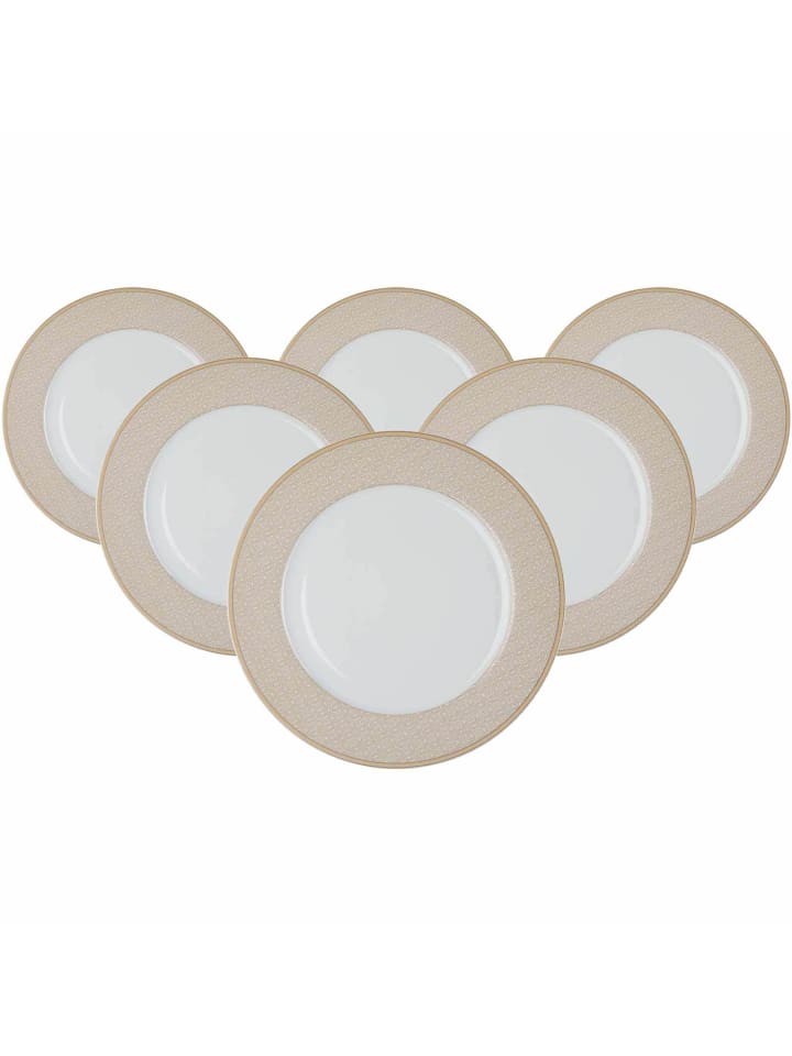 6er Set Speiseteller Geo in Beige ø 27 cm