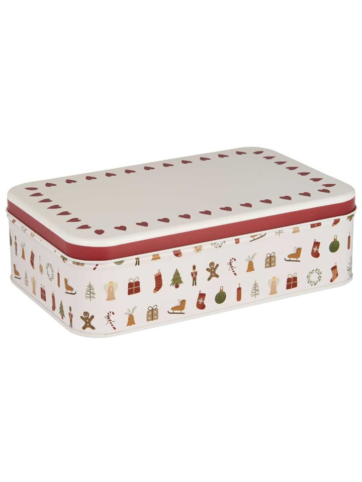 Konfektdose NOSTALGIC CHRISTMAS mit Weihnachtsmotiven Eckig Flach 21x14 cm