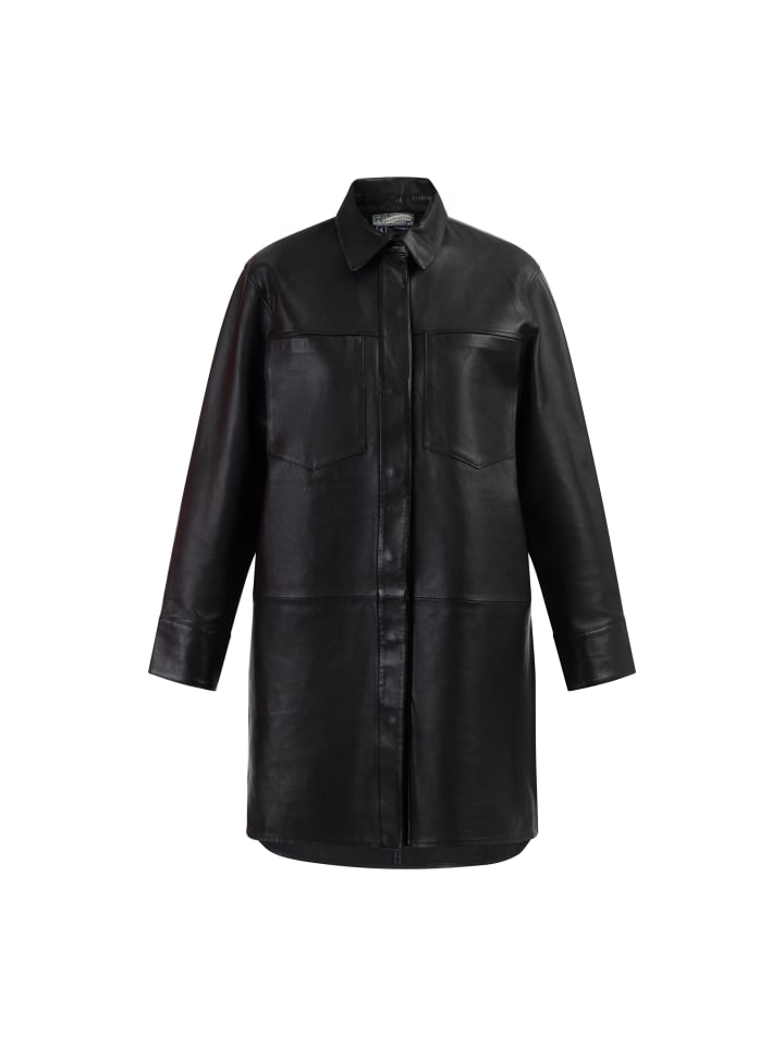 Damen Lederhemd in Schwarz