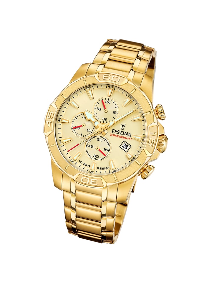 Chronograph-Armbanduhr Festina Timeless Chronograph gold groß (ca. 45mm)