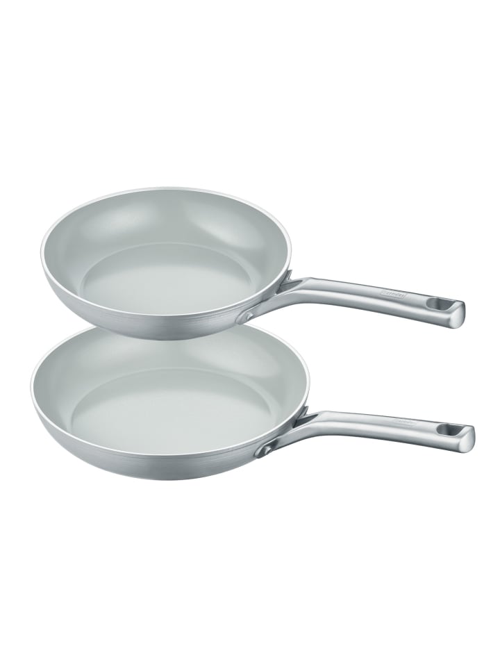2-teiliges Set Bratpfanne 24+28 cm, Aluminium, recycelt - b.free in grau
