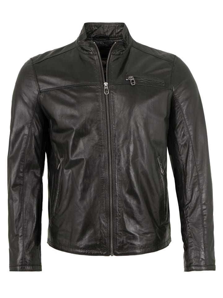 Lederjacke Lammnappa in Schwarz