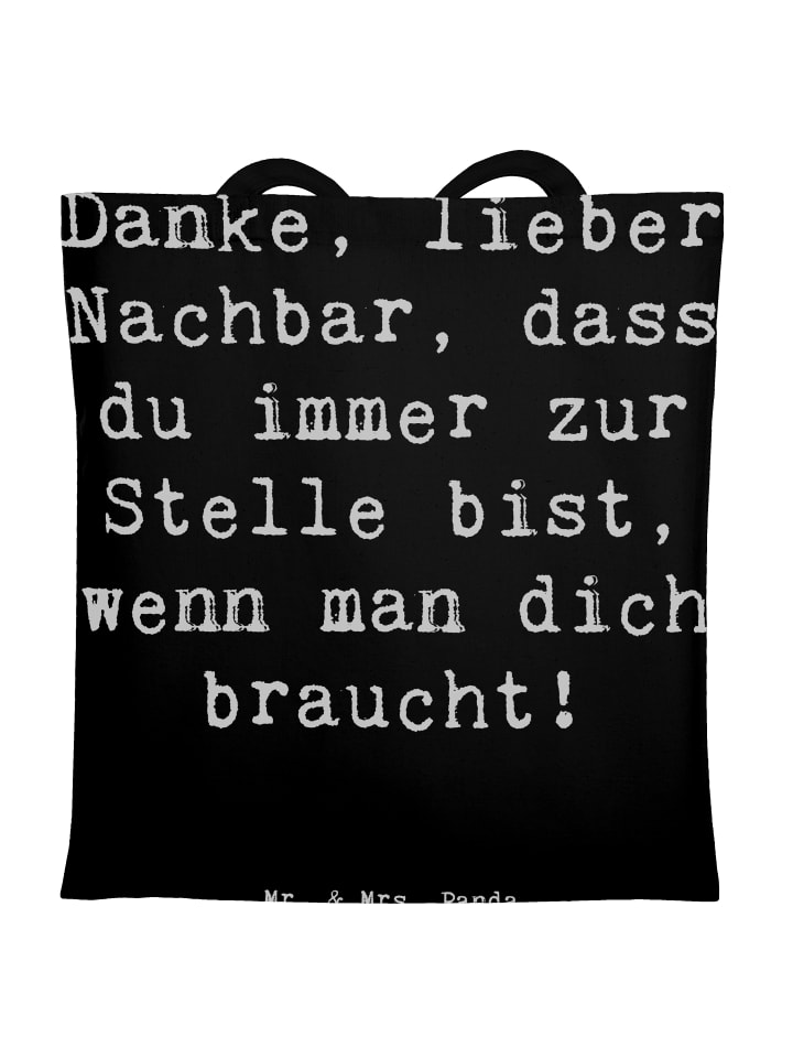 Tote Bag Spruch Danke Nachbar mit Spruch in Schwarz