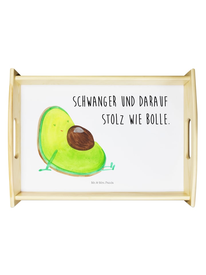 Essenstablett Avocado Schwangerschaft mit Spruch in Weiß