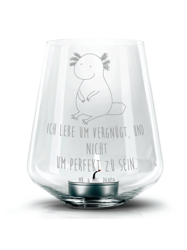 Windlicht Axolotl Niedlich mit Spruch in Transparent