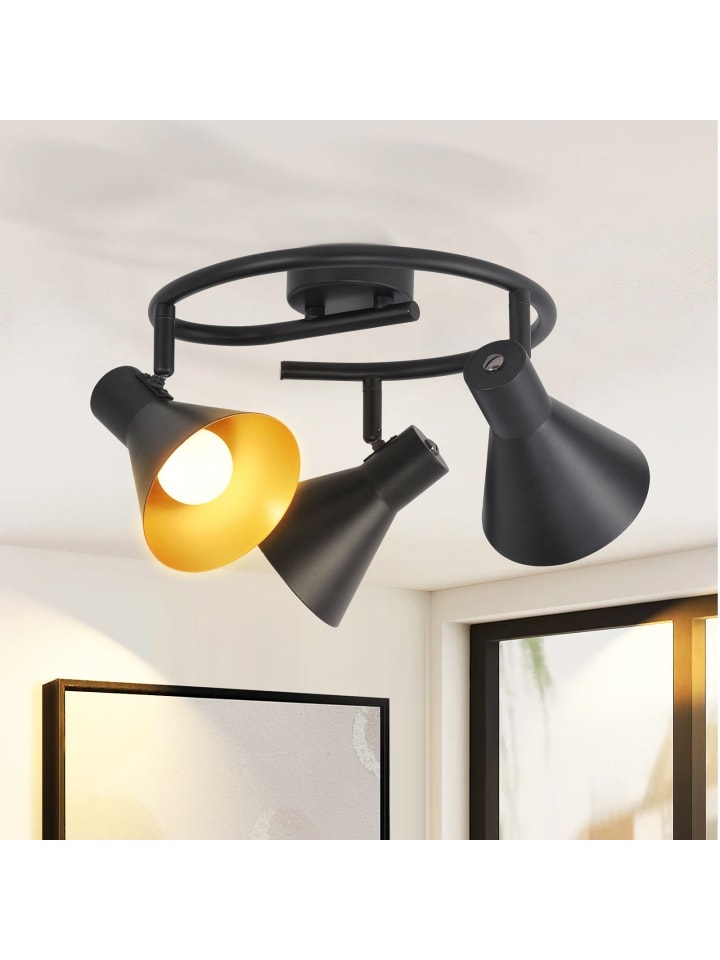 Deckenleuchte in Schwarz 3-flammige E14 rund Vintage Metall kreative Design