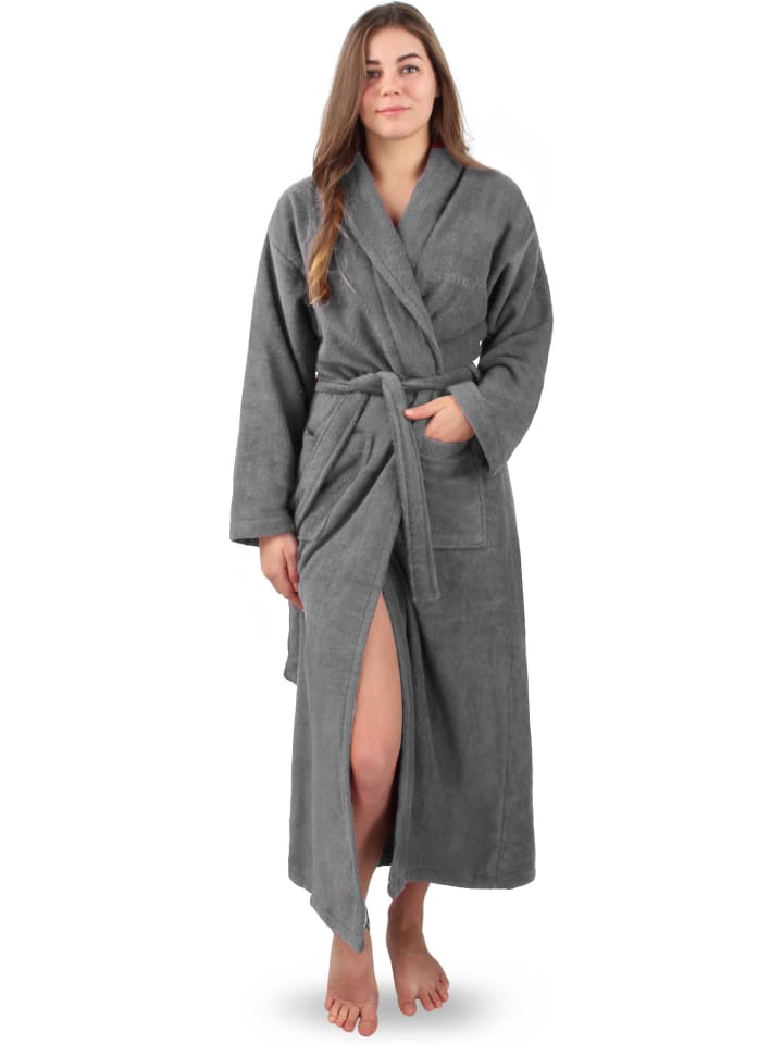Bademantel aus 100 % Baumwolle Lola in Grau