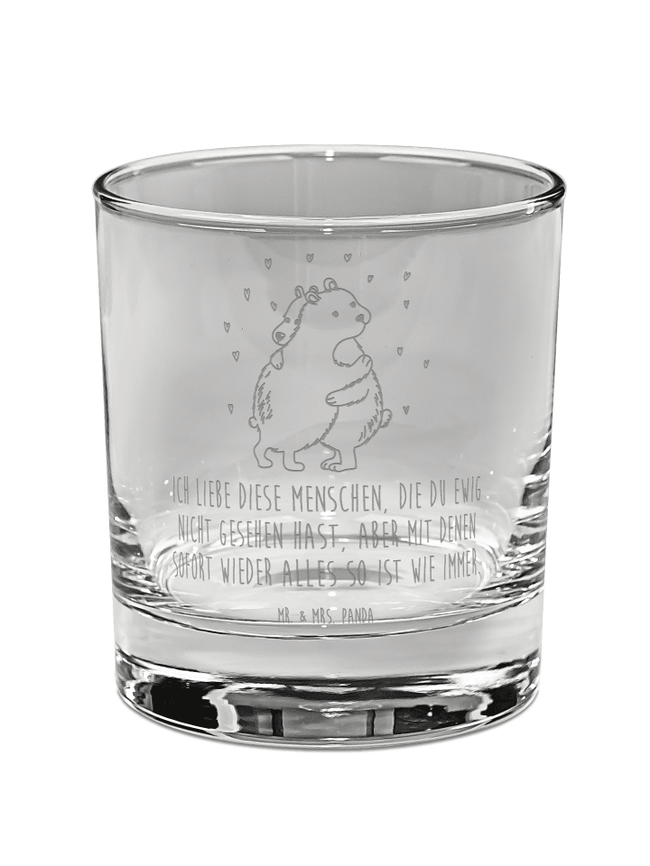 Trinkglas Eisbär Umarmen mit Spruch in Transparent