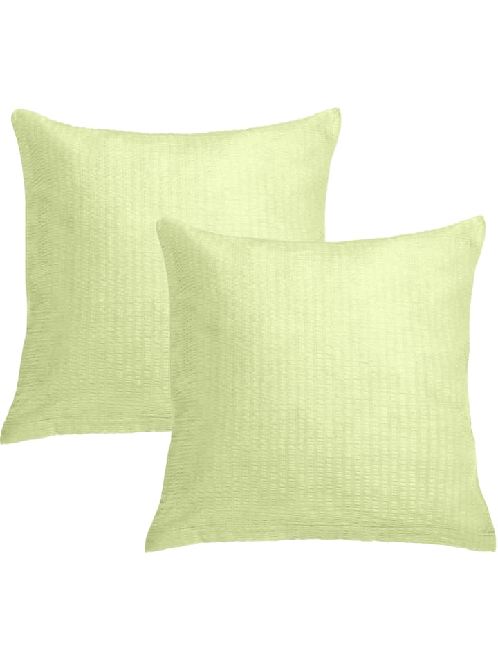 Seersucker Kuschelkissenbezug im 2er-Pack Wertingen in apfelgrün