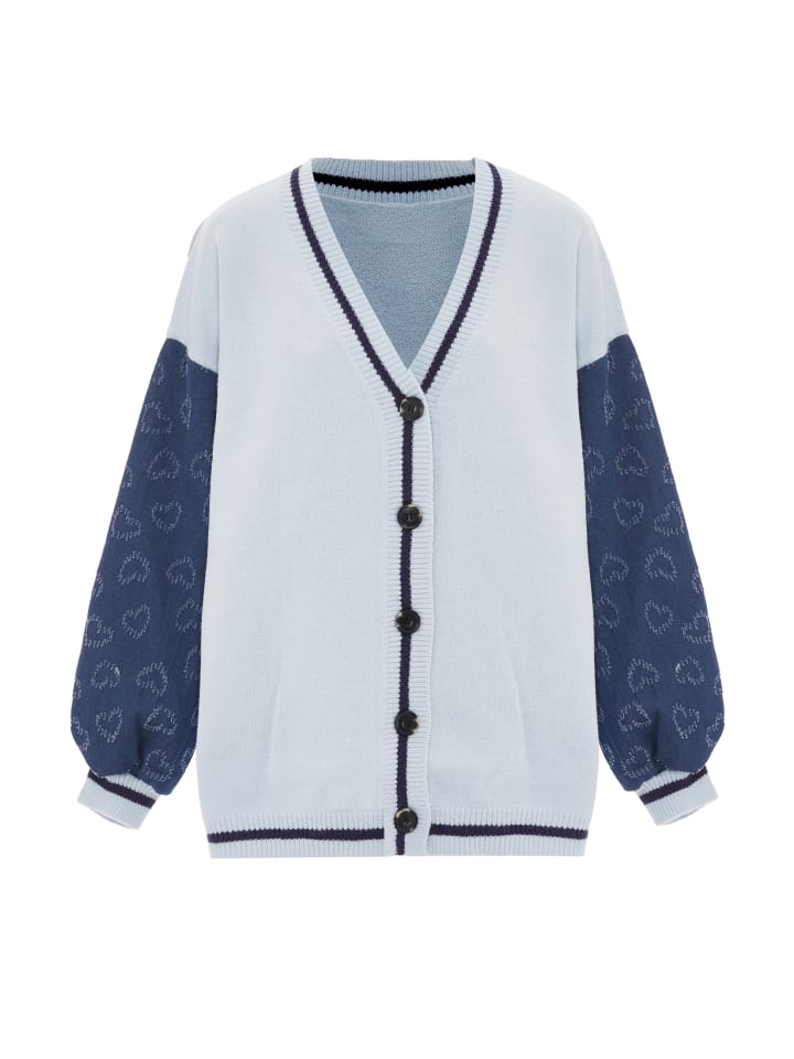Damen Strickjacke in Hellblau Marine