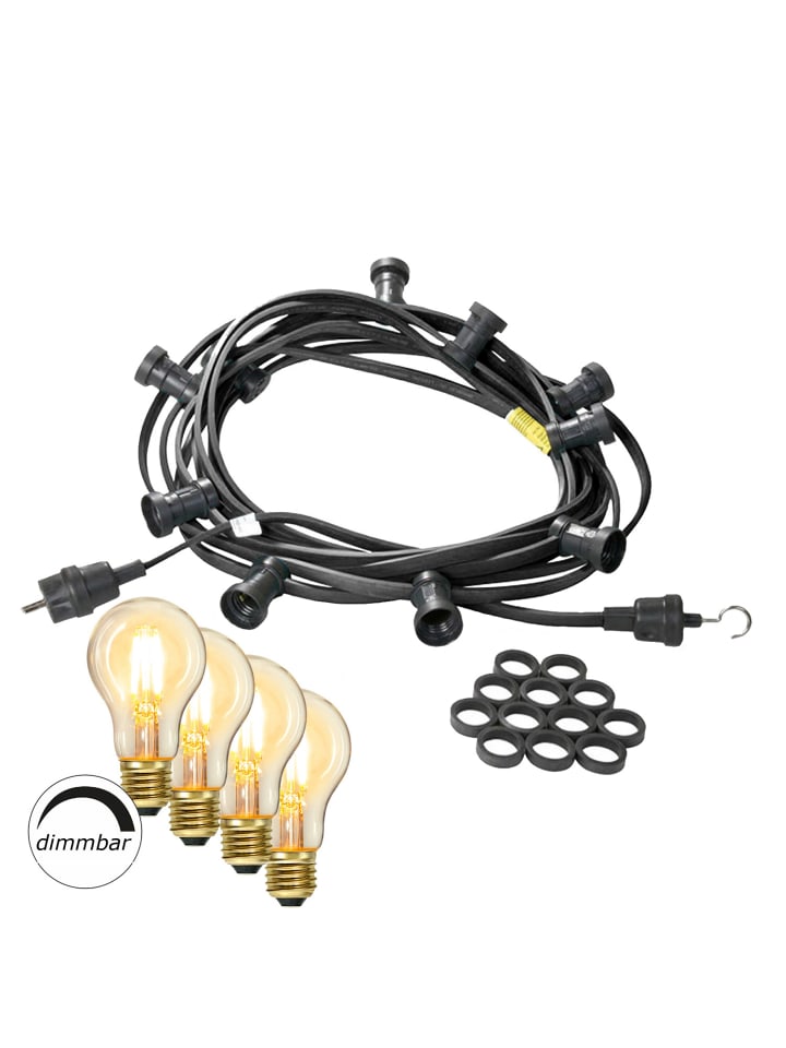 Garten Party Lichterkette Illu 10x dimmbare LED Glühbirne 10m schwarz