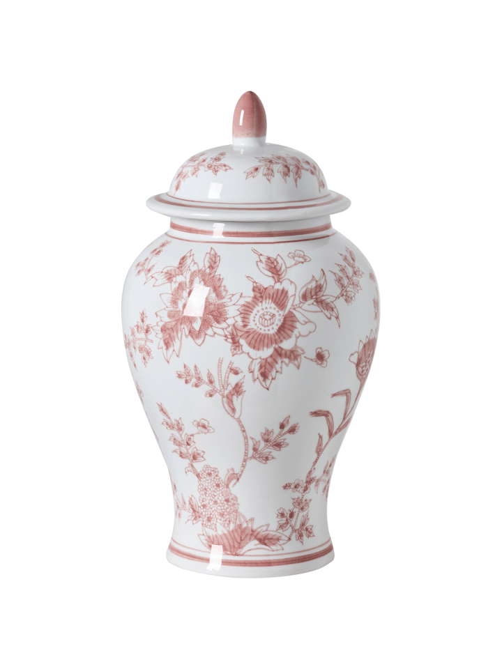 Vase mit Deckel SEWILLA in Weiß/Rot - (W) 18 x (H) 38 x (L) 18 cm