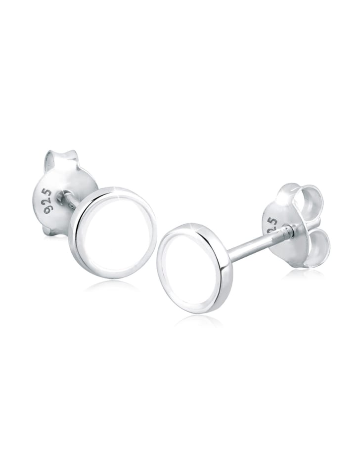 Ohrringe 925 Sterling Silber Geo, Kreis in Weiß