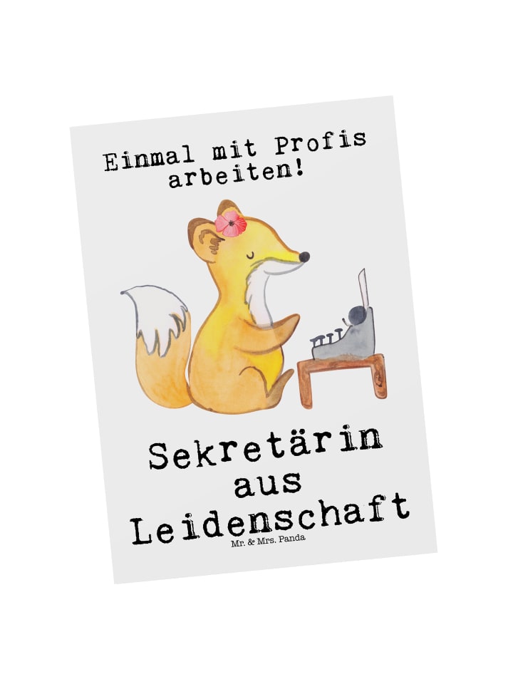 Postkarte Sekretärin Leidenschaft mit Spruch in Weiß