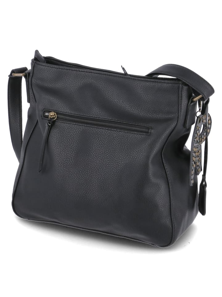 Schultertasche in schwarz/schwarz-gold