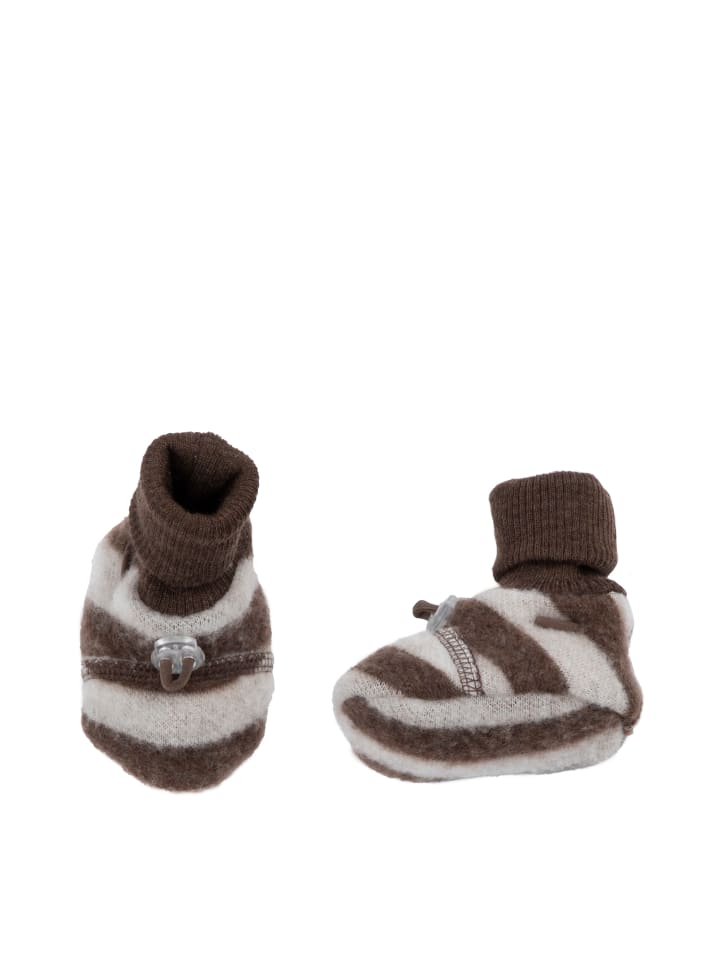 Booties Krabbelschuhe Merino-Wolle in braun