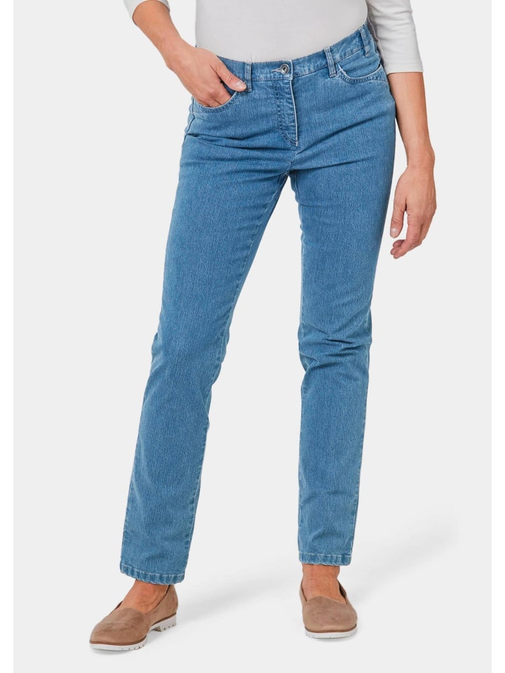Kurzgröße: Denimhose mit Stretchkomfort in hellblau
