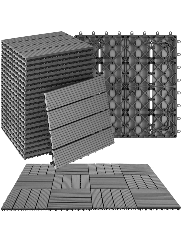 Terrassenfliesen 22er Set im Klicksystem, 31 x 31 x 2,2 cm