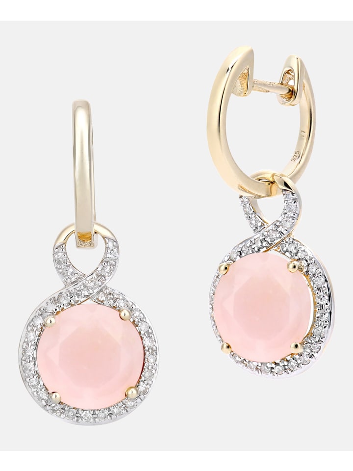 Creolen aus 375 Gelbgold mit Diamant mit Opal