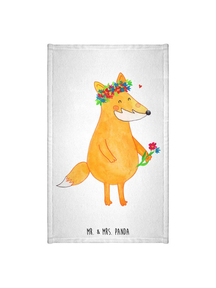 Handtuch Fuchs Blumen ohne Spruch in Weiß