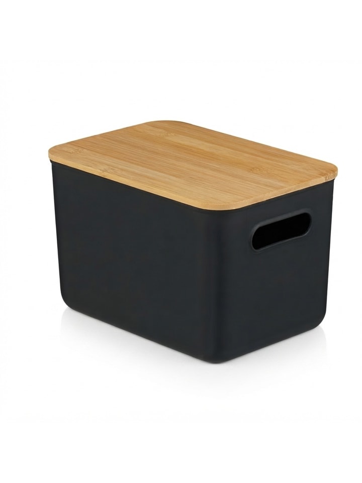 2x Aufbewahrungsbox in Schwarz/ Natur - (B)26 x (H)16 x (T)17,5 cm