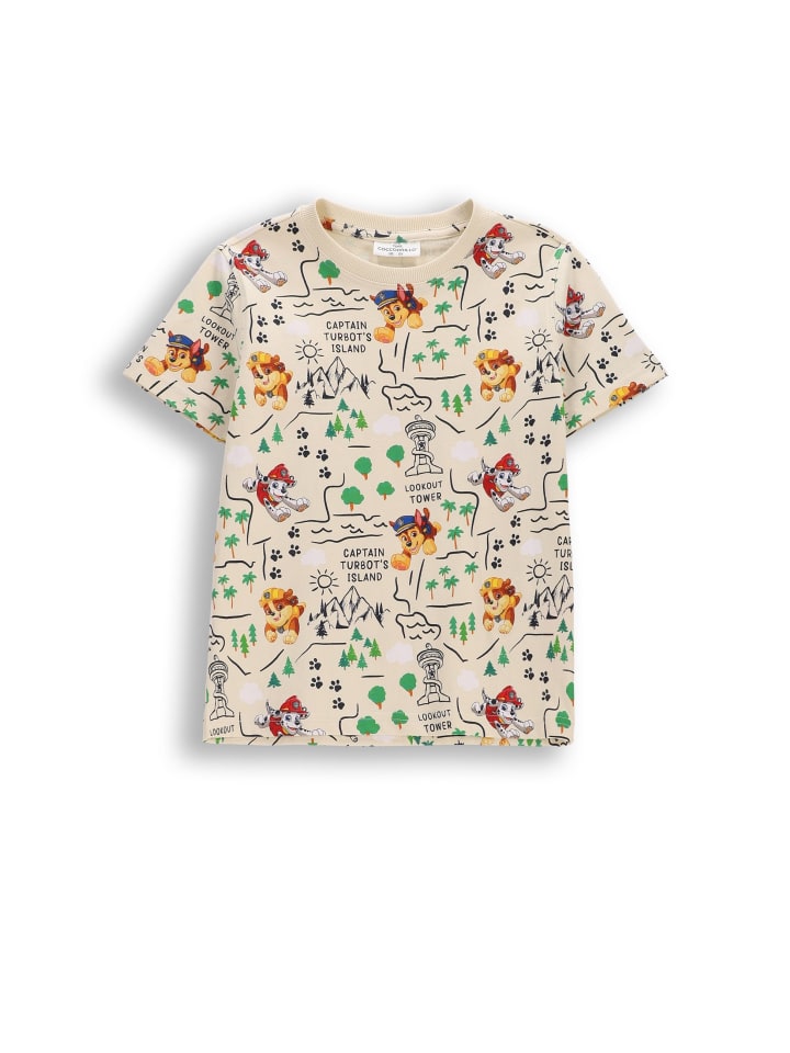 Baumwoll-T-Shirt mit kurzen Ärmeln in beige