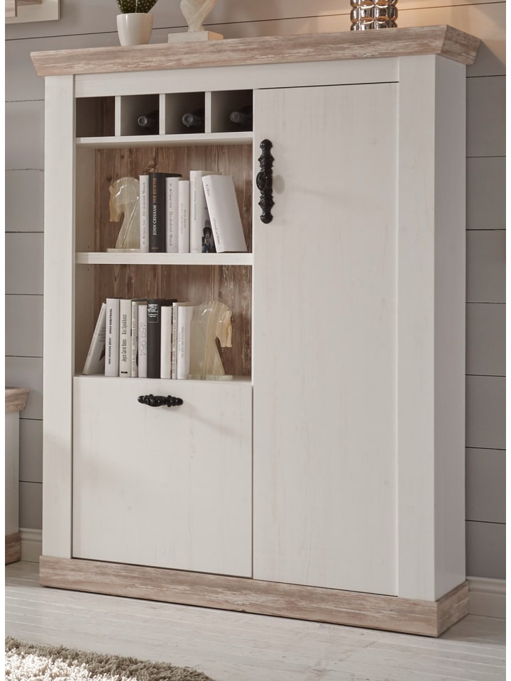 Highboard Pinie weiß, Oslo Pinie Landhaus, Kommode, 105 x 146 cm
