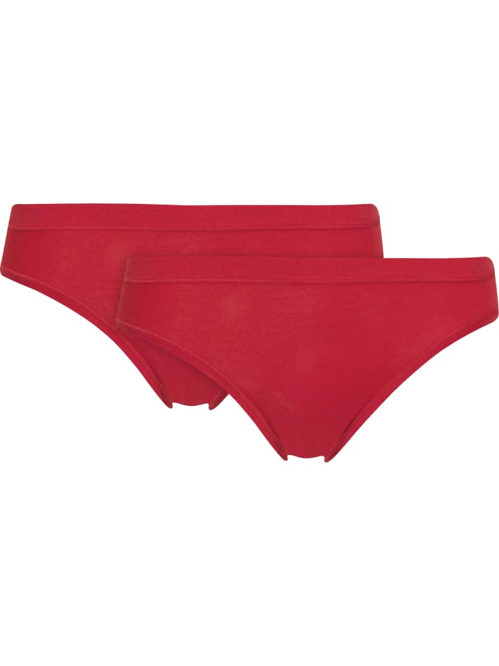 Baumwolle, Feinripp Hüftslip 2er-Pack in rot
