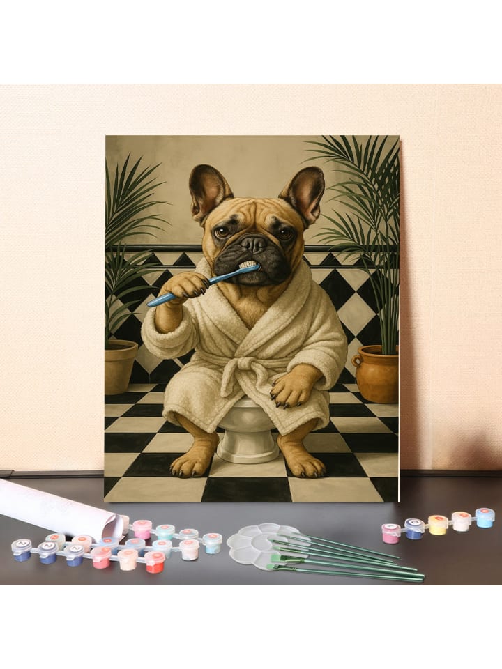 DIY Malen nach Zahlen Set-"Morgenroutine des Bulldogs"