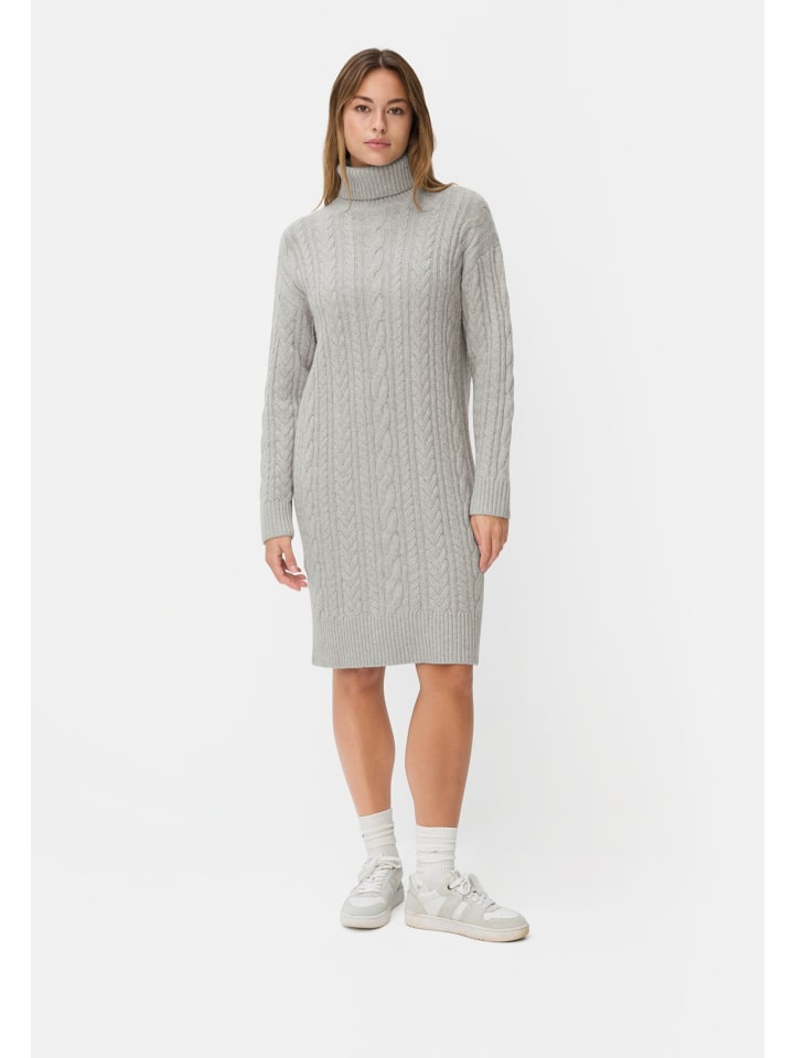 Strickkleid mit Zopfstrickmuster in Grau