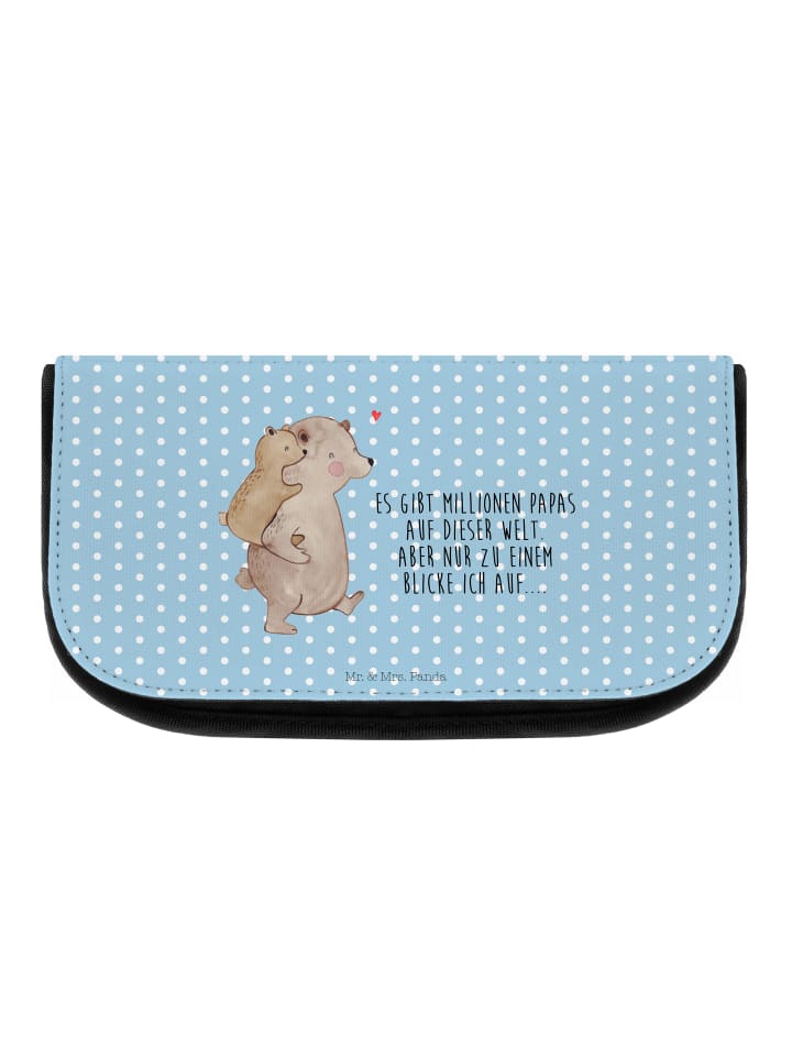 Make-up-Tasche Papa Bär mit Spruch in Blau Pastell