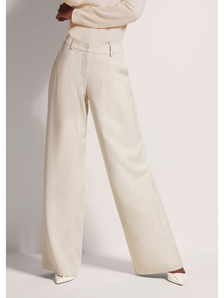 Elegante Stretchhose mit Bügelfalten in perlweiß / wollweiß / melange